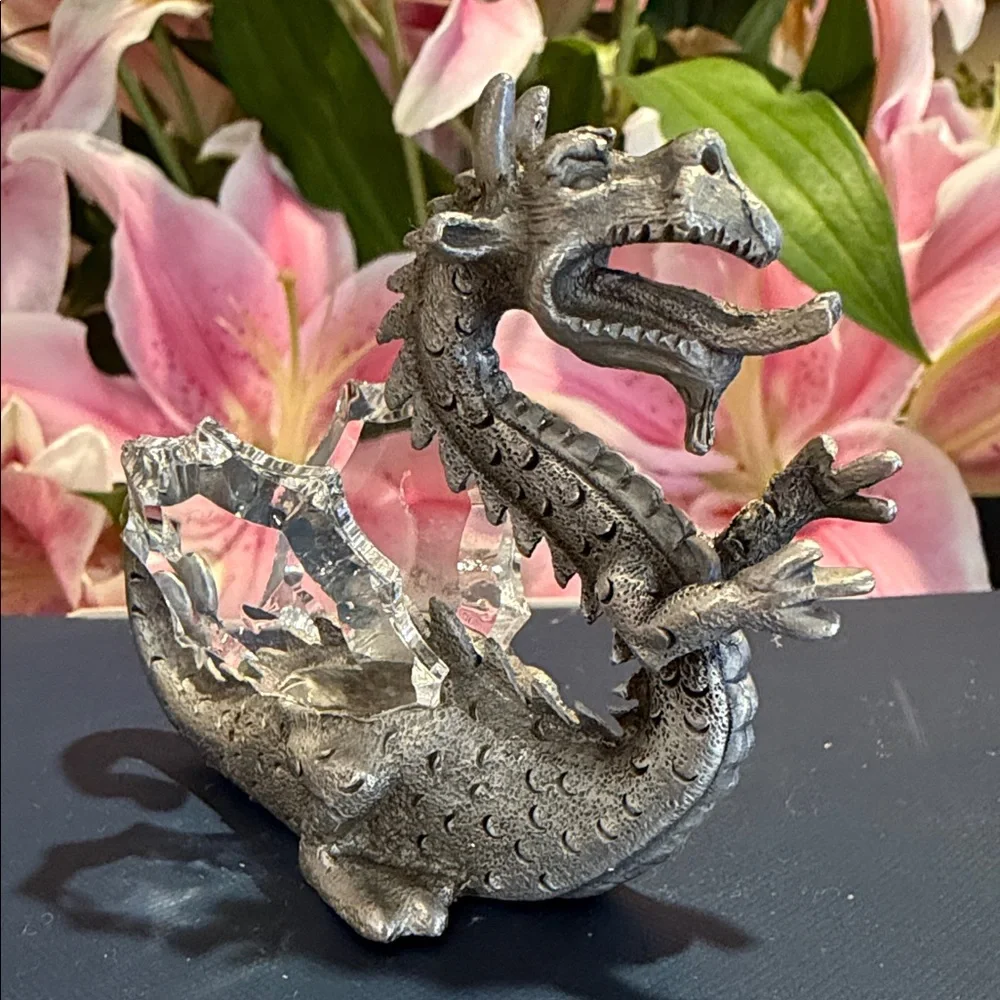 Mystical Silver Dragon Reptile Decor